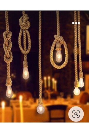 مصباح عودة من الحبل من طراز MNZ-Jute، 16-18mm، طول 150cm، حامل مصباح كابل E27، سعر قطعة واحدة. - Özcan Life