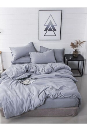 مقاس من قِبل الملك (MNZ-King) الارض (Cotton Satin Duvet Cover Set GRAY) - METİNEV