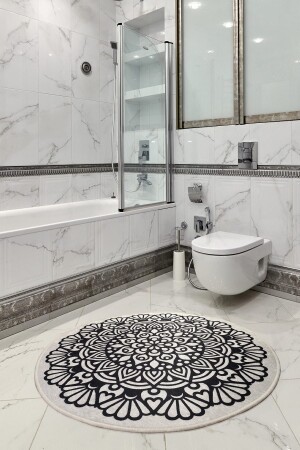 MNZ-KOZZY DJT 100X100 سم سجادة حمام، مقلاة الباب 8682125929125 - Chilai Home