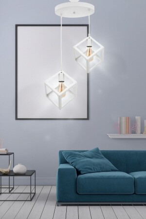 MNZ-Küpür 2-piece White Pendant Lamp Chandelier - غرفة النوم - غرفة المعيشة - المطبخ - القاعة Küpür-R2 - TEKFA