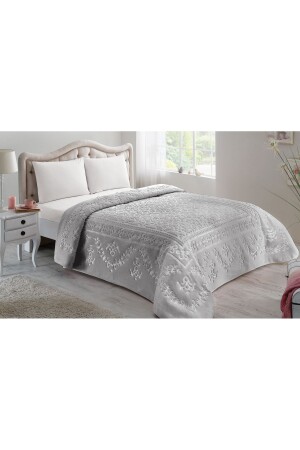 MNZ-Lacasa فخمة النقش الحجم الكبير 1091 غطاء الرمادي 200x240 كل من البطانية والسرير - Mink