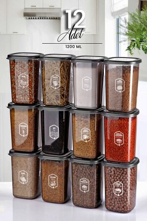 حاوية تخزين مربع من حجم MNZ-Large Size Boly Square Storage Container مجموعة من 12 مع علامة 1. 2lt أوعية الأغذية الأنتراكيت مجموعة 1200 مل - Kitchen Life