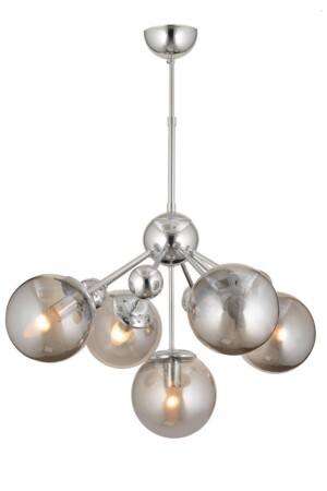 MNZ-Larin 5-piece Chrome مدخن كرة الأرض الزجاجية الشنارة 16050400445 - İstanbul Avize