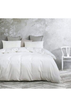 MNZ-Life Gold Series Plain White Single White Cotton Duvet Cover Set 604 - üntaş