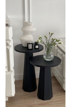 MNZ-Lilyum Mushroom Coffee Table Black Set من 2 (47-57 سم) kupp-0019 - kuppdesign