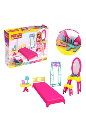 غرفة نوم (MNZ-Linda's) - ألعاب غرفة نوم - مجموعة غرفة نوم - غرفة نوم (Barbie) - Doğan Oyuncak Dünyası