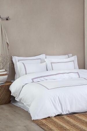 MNZ-Line King Size Duvet Cover Set 100% عودية القطن الساتين المزروع أبيض 240x220 سم TYC00556702459 - Ecocotton