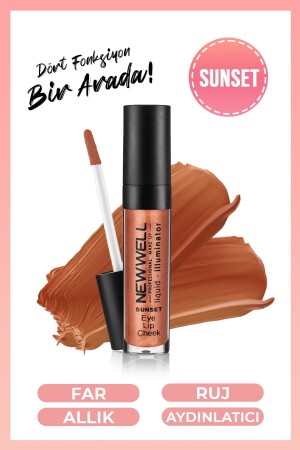 (MNZ-Liquid Illuminator) إضاءة (Blush) 3 في 1 - غروب الشمس - New Well