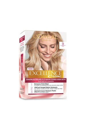 MNZ-L'oréal باريس كريم ممتاز لون الشعر 9 صفراء 3600523972654 - L'Oreal Paris