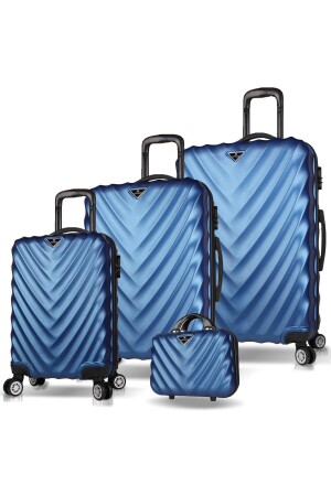 كابينة MNZ-Lotus Abs متوسط كبير و ماكياج حجم زرقاء داكن 4 قطع حقيبة السفر مجموعة MV7231 - My Valice