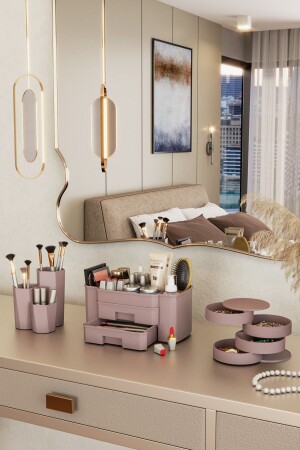 MNZ-Lotus مستحضرات التجميل مجوهرات المُنظم صندوق المُنظم مجموعة - Pufwin Home