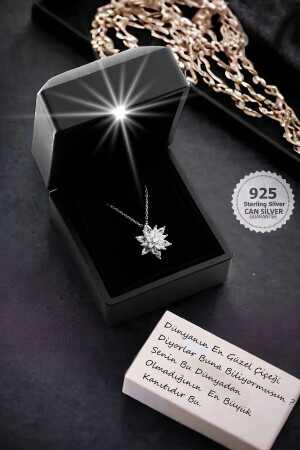 MNZ-Love Necklace 925 سبرينغ فضية بيضاء الحجر اللوتس زهرة النساء - هدية معبأة - Can Silver