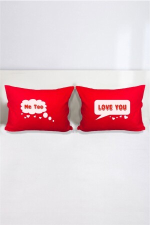 MNZ-Love You - Me Too مضاعفة وسادة تزيين قضية 50x70 سم - حمراء hdynza202410210144-1 - Hediyenza