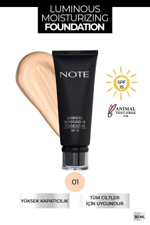 MNZ-Luminous Moisturizing 01 Foundation بيج - Note Cosmetics