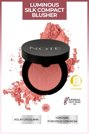 MNZ-Luminous Silk Compact Blush 01 Pinky Beach - Note Cosmetics