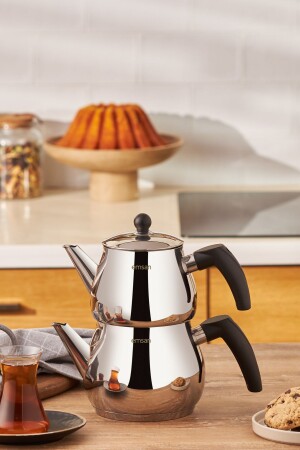 MNZ-Luna Midi Teapot Set Inox - Emsan