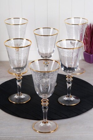 MNZ-Luxury Lace Gold Gilded Stem Set للـ6، جانب القهوة، زجاج الماء dantelkadeh1 - Paşabahçe