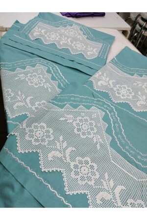 MNZ-Manual Lace Duvet Cover Set مع ورقة صغيرة من اللون 45454 - bursa çeyiz