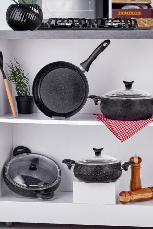 (MNZ-Mastercook Tombik) 7 قطع مجموعة سوداء - Taç