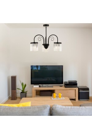 MNZ-Matias 3-piece Black Crystal ، حجر تصميم عصري كريستال غرفة المعيشة شمعة 3553-03-BL - Apliqa