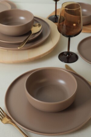 (MNZ-Matte Earth Taupe) عشاء الشمالي مجموعة 18 قطعة لـ 6 أشخاص 977 X00013468000000000000000000000 - Keramika