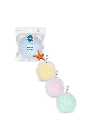 MNZ-Medium 3 Pack Pom Pom Bath Loofah BLMY02854NTRL - Balmy