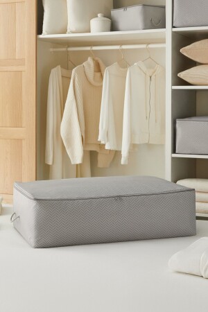 MNZ-Mega Size Gray Herringbone سرير أساس وسادة ملابس السترة Hurcu 74x46x22 - Ocean Home Textile