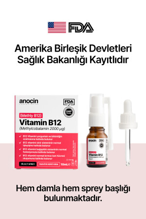 MNZ-Methyl Cobalamin B12 رش 1000 ميكرو غرام 2000 يوغ 10 مل - Anocin
