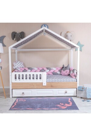 MNZ-Mini Bab 3-piece خياطة وردي مونتيسوري طفل نوم مجموعة 90x190 حجم MBUMTSP01 - Mini Baby