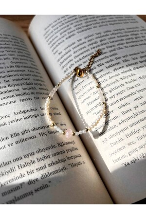 MNZ-Minimal Pearl Steel Bracelet النساء اللؤلؤات الحقيقية الوردة الوردية الكوارث والحجارة المائية - Chemo Samajuro