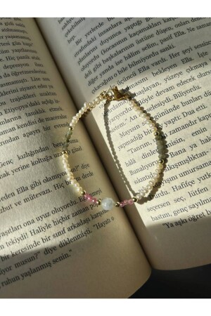MNZ-Minimal Pearl Steel Bracelet للنساء بلون أوكمارين وردي تورمالين رمادية الحجارة اللابرادوري - Chemo Samajuro