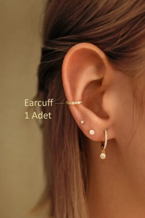 MNZ-Minimum Earcuff Compressed Cartilage Earring with Stone - Mu Minamu