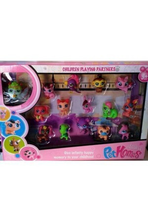 عائلة MNZ-Miniş 15 قطعة بيت هومز قطعة لعبة قطة - Minişler Toy Miniş Figures Petshops عائلة - Tek Favorim