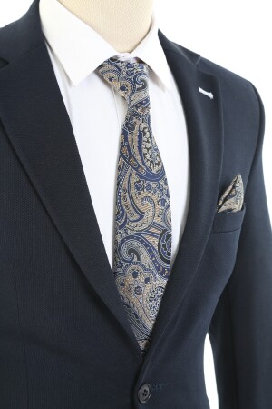MNZ-Mink Navy Blue Shawl نمط المكياج ربطة عنق MKCJ-5 - Brianze