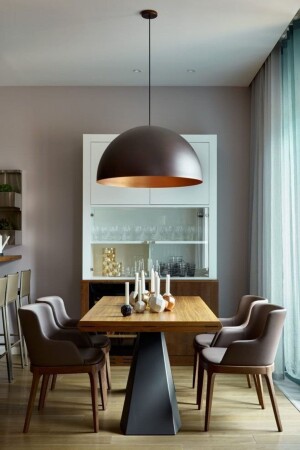 MNZ-Modern Black Inside Copper Single Metal Pendant Lamp قمر الشنابل: 40 سم RIO0001459 - RİOLİGHT