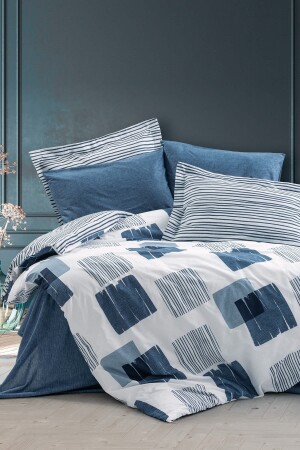 MNZ-Modern Double Duvet Cover Set Solito Indigo 8680108062883 - Cotton Box