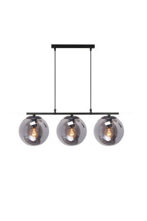 MNZ-Modern مدخن غلاف الزجاج الصفوف ثلاثي الأسود مصباح معلق - Lambadar