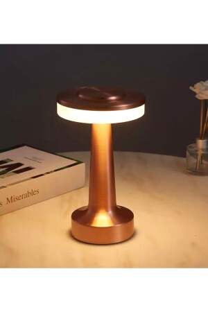MNZ-Modern Led Lampshade Table Lamp Touch 6 Mode Stages Rechargeable Copper Bronze Burenze1145 - burenze