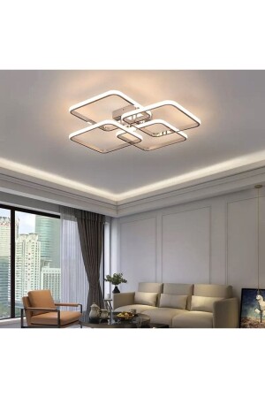 MNZ-Modern Plafonier Led Chandelier Chrome Square ضوء النهار fico0689 - Fico Home
