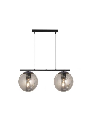 MNZ-Modern Smoked Globe Glass Row مضاعفة مصباح معلق أسود LMBDR0091-BLKFÜME - Lambadar