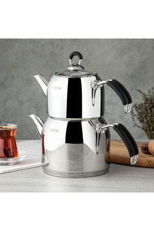 MNZ-Modern Steel Maxi Size Teapot Set YSFHOME Modern MAX - Nehir