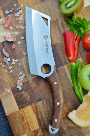 MNZ-Mondmade Line Model Walnut Chef Kitchen Butcher Knife لحم الخبز الفاكهة الخضروات السكين مع غطاء الجلد SRFF65 - CANOZTREND