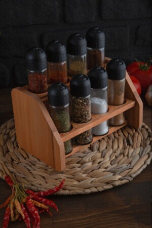 MNZ-Monroe 8-piece Spice Jar Set مع غطاء أسود UP00903S - JOY KİTCHEN