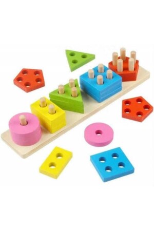 MNZ-Montessori الخشب 5 قطع أشكال هندسية ألعاب تعليمية - Modaevin