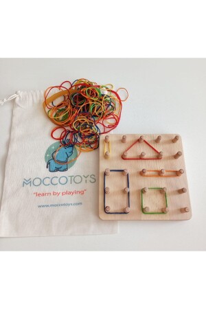 (MNZ-Montessori Geoboard Geometry Game) لعبة الجيمات الجيماتية للأطفال الصغار 5x5 (مع بطاقة التعليم) G1220581800012 - Moccotoys
