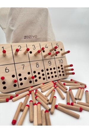 MNZ-Montessori رقم تعلم لعبة مع عصا - مواد خشبية تعليمية لتعليم مهارات العد - Zoziva