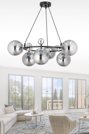 MNZ-Motta 6 Piece Chrome الحديثة المدخنة الكرة الكهربائية الزجاجية مصباح معلق مصباح MOTTA 6 LI - ESSLİGHT