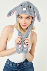 (MNZ-Moving Ears) قبعة الأرنب مع الألواح اليد (Grey MM0015657) - Ecrou