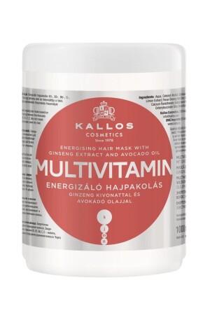 MNZ-Multivitamin 1000ml قناع رعاية الشعر المُطَقّل مع مستخلص الجينسنغ وزيت الأفوكادو - Kallos Cosmetics