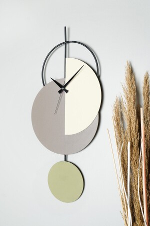 MNZ-Muyika Madeco Metal 68-31cm ساعة جدارية ديكورative wall clock (GREY-GREEN-CREAM) Mds-r MYK2097 - Muyika Design